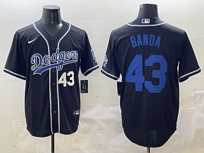 Men 2025 Los Angeles Dodgers 43 Banda Black Three generations Fashion Nike MLB Jersey style 4